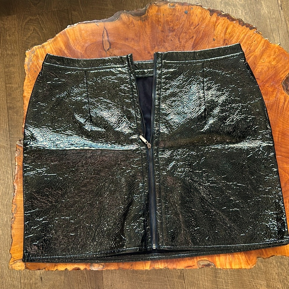 Wet Look Poly Zipper with Velvet Suede Interior Thick Sexy Vintage Mark Avon L M